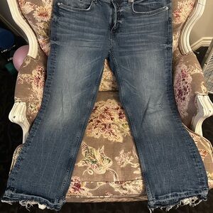 Zara Distressed Blue Flare Jeans